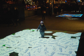 Rigging Services provided a solution for Projection Advertising outside the London Aquarium
